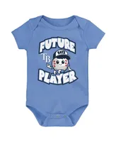 Newborn and Infant Boys Girls Light Blue, Navy, White Tampa Bay Rays Minor League Player Three-Pack Bodysuit Set