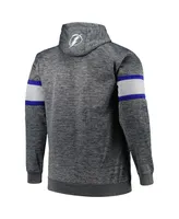 Men's Heather Charcoal Tampa Bay Lightning Big and Tall Stripe Pullover Hoodie