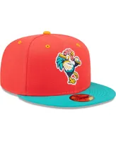 Men's New Era Coral, Turquoise Gallos De Delmarva Copa La Diversion 59FIFTY Fitted Hat