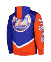 Men's Mitchell & Ness Royal New York Mets Undeniable Full-Zip Hoodie Windbreaker Jacket