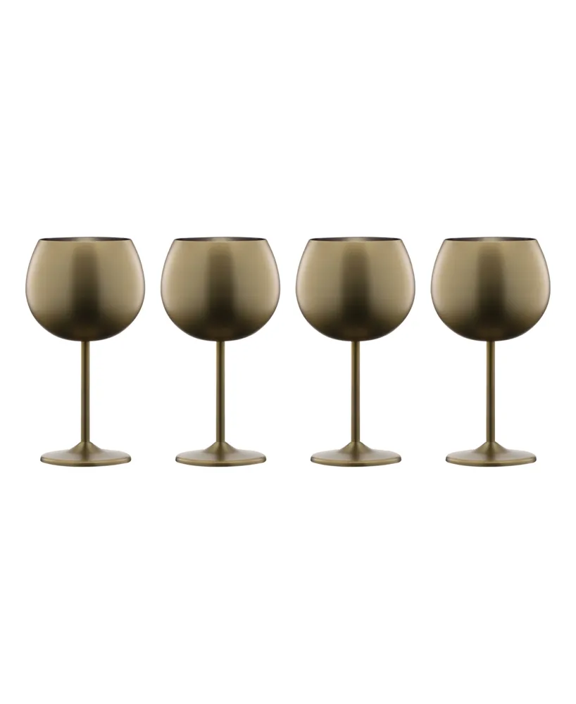 Cambridge 12 Oz Brushed Gold Stainless Steel Red Wine Glasses, Set