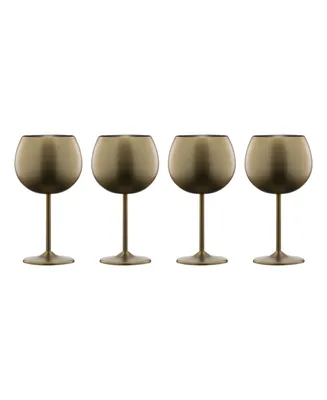 Cambridge 12 Oz Brushed Gold Stainless Steel Red Wine Glasses, Set of 4