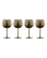 Cambridge 12 Oz Brushed Gold Stainless Steel Red Wine Glasses, Set of 4