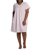 Miss Elaine Plus Snap-Front Short Seersucker Robe