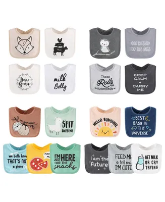 The Peanutshell Baby Girls Unisex Terry Bibs, 18 Pack for Feeding, Teething, or Drooling, Neutral Foods/Hello Sunshine
