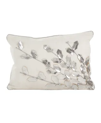 Saro Lifestyle Metallic Poinsettia Branch Decorative Pillow, 12" x 18"