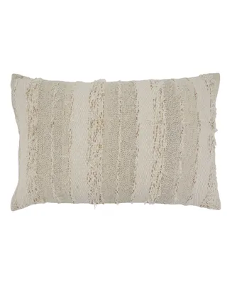 Saro Lifestyle Fringed Stripes Decorative Pillow, 16" x 24"
