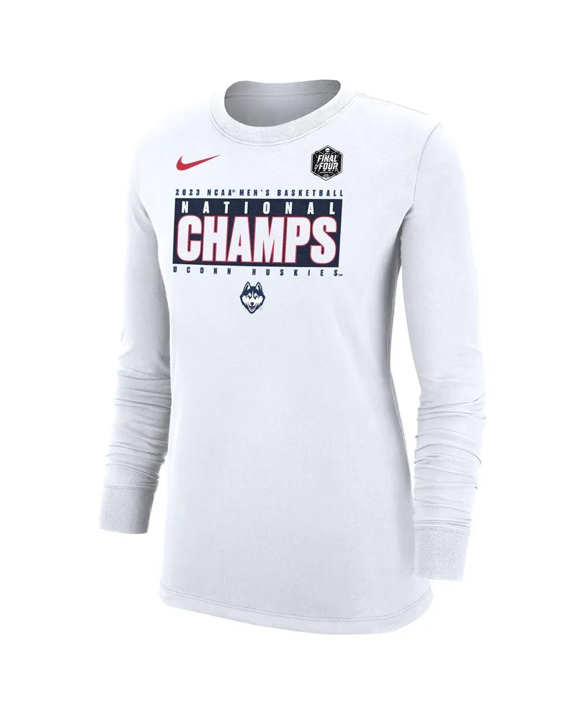 Women's Nike White UConn Huskies 2023 Ncaa Men's Basketball National Champions Pebble Long Sleeve T-shirt