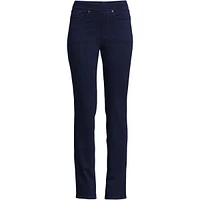 Lands' End Women's Starfish Mid Rise Knit Denim Straight Jeans