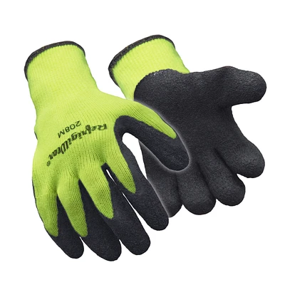 RefrigiWear Men's HiVis Ergo Grip Latex Coated Work Gloves High Visibility (Pack of 12 Pairs)