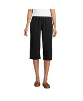 Lands' End Petite Sport Knit High Rise Elastic Waist Pull On Capri Pants