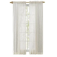 Ricardo Woven Lace Rod Pocket w/Header Curtain Panel 54"W x 63"L