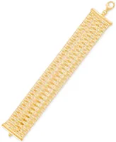 Triple Strand Cleopatra Flexible Link Bracelet in 14k Gold-Plated Sterling Silver