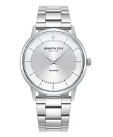 Kenneth Cole New York Men's Quartz Genuine Diamond Accents Silver-Tone Stainless Steel Watch 42mm