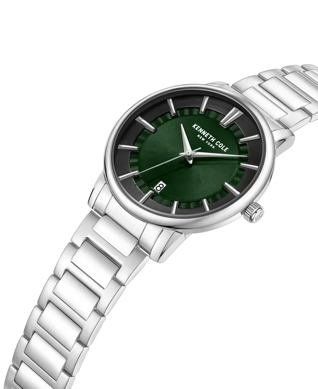 Kenneth Cole New York Male Stainless Steel Quartz Watch with Leather Strap,  Green, 22 (Model: KC50589014)