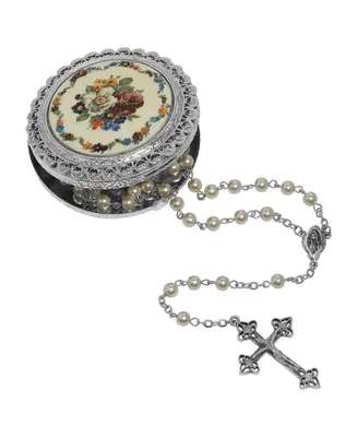 2028 Imitation Pearl Rosary With Floral Box