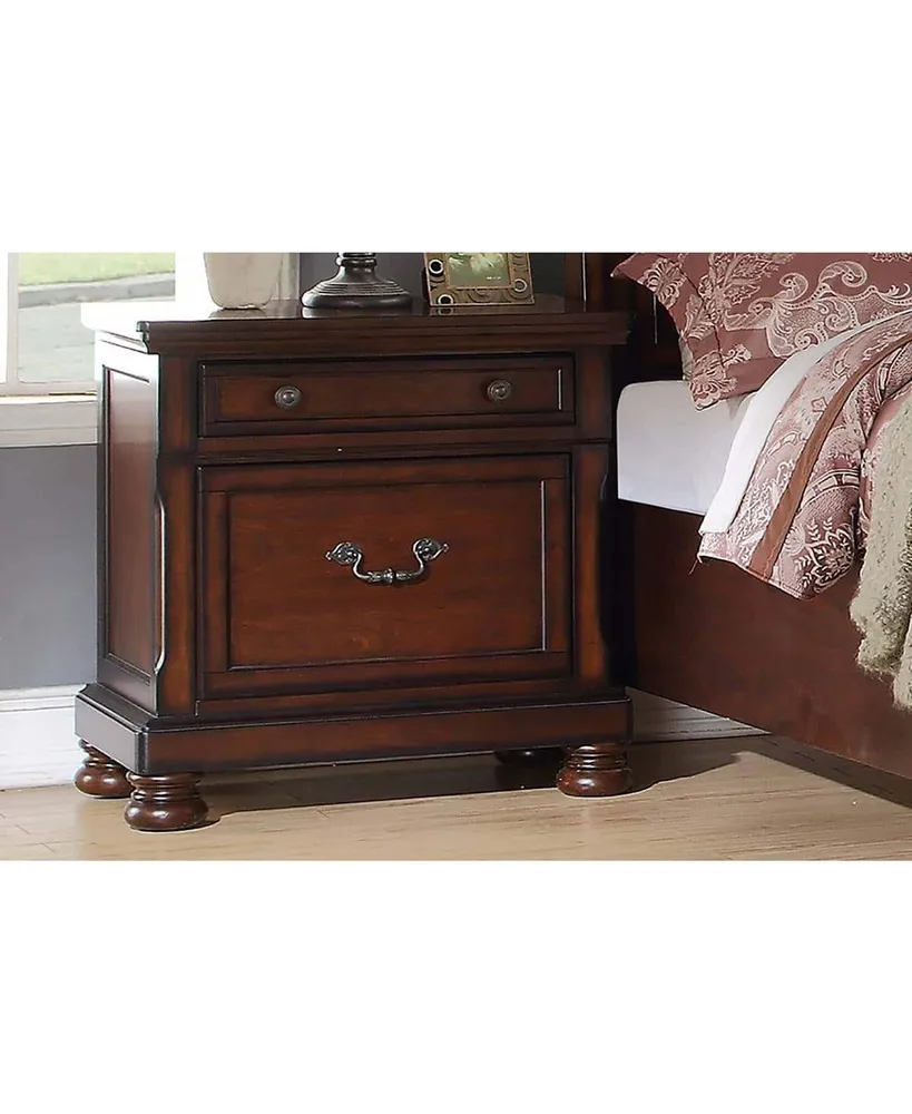 Simplie Fun Traditional Formal Look Cherry Finish 1 Piece Nightstand Storage Space Bedside Table Plywood