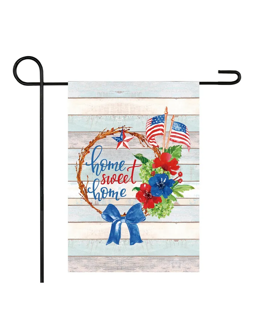 Home Sweet Home Patriotic Wreath Outdoor Garden Flag 12.5" x 18"