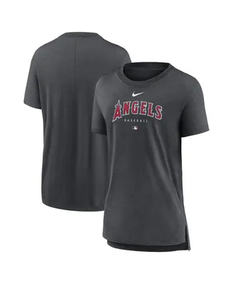 Women's Nike Heather Charcoal Los Angeles Angels Authentic Collection Early Work Tri-Blend T-shirt