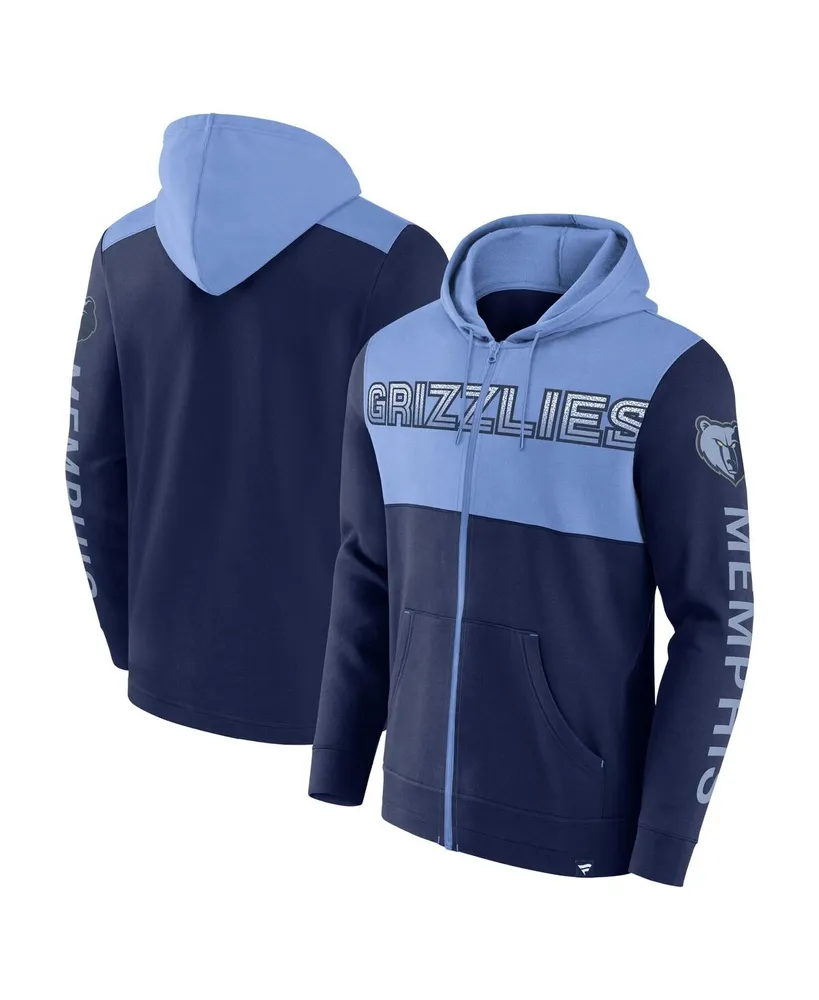 Men's Fanatics Navy, Light Blue Memphis Grizzlies Skyhook Colorblock Full-Zip Hoodie