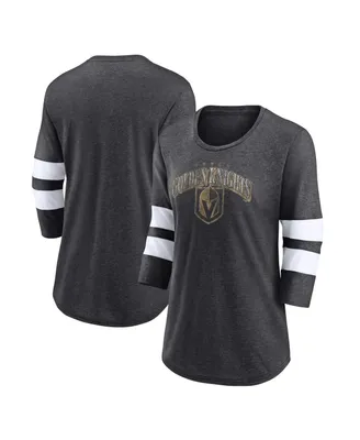 Men's Fanatics Heather Charcoal Vegas Golden Knights Special Edition 2.0 Barn Burner 3/4 Sleeve T-shirt