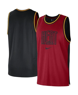 Men's Nike Red, Black Miami Heat Courtside Versus Force Split Dna Performance Mesh Tank Top