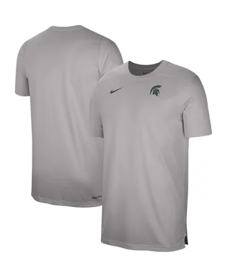 Men's Nike Heather Gray Michigan State Spartans Sideline Coaches Performance Top