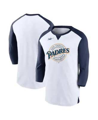 Men's Nike White, Navy San Diego Padres Rewind 3/4-Sleeve T-shirt
