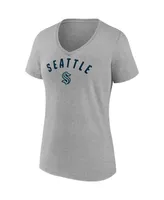 Women's Fanatics Deep Sea Blue, Gray Seattle Kraken Parent 2-Pack V-Neck T-shirt Set