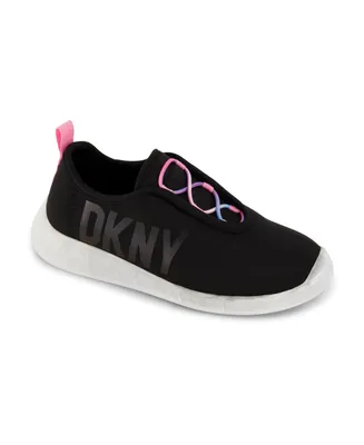 Dkny Little Girls Logo Slip-On Rainbow Elastic Laces Sneakers