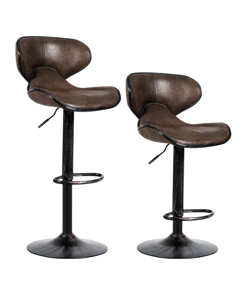 Costway Set of 2 Adjustable Bar Stools Swivel Bar Chairs