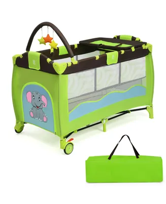 Costway Baby New Baby Crib Playpen Playard Pack Travel Bassinet Bed Foldable