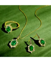 Le Vian Costa Smeralda Emeralds (7/8 ct. t.w.) & Diamond (1/2 ct. t.w.) Halo Adjustable 20" Pendant Necklace in 14k Gold