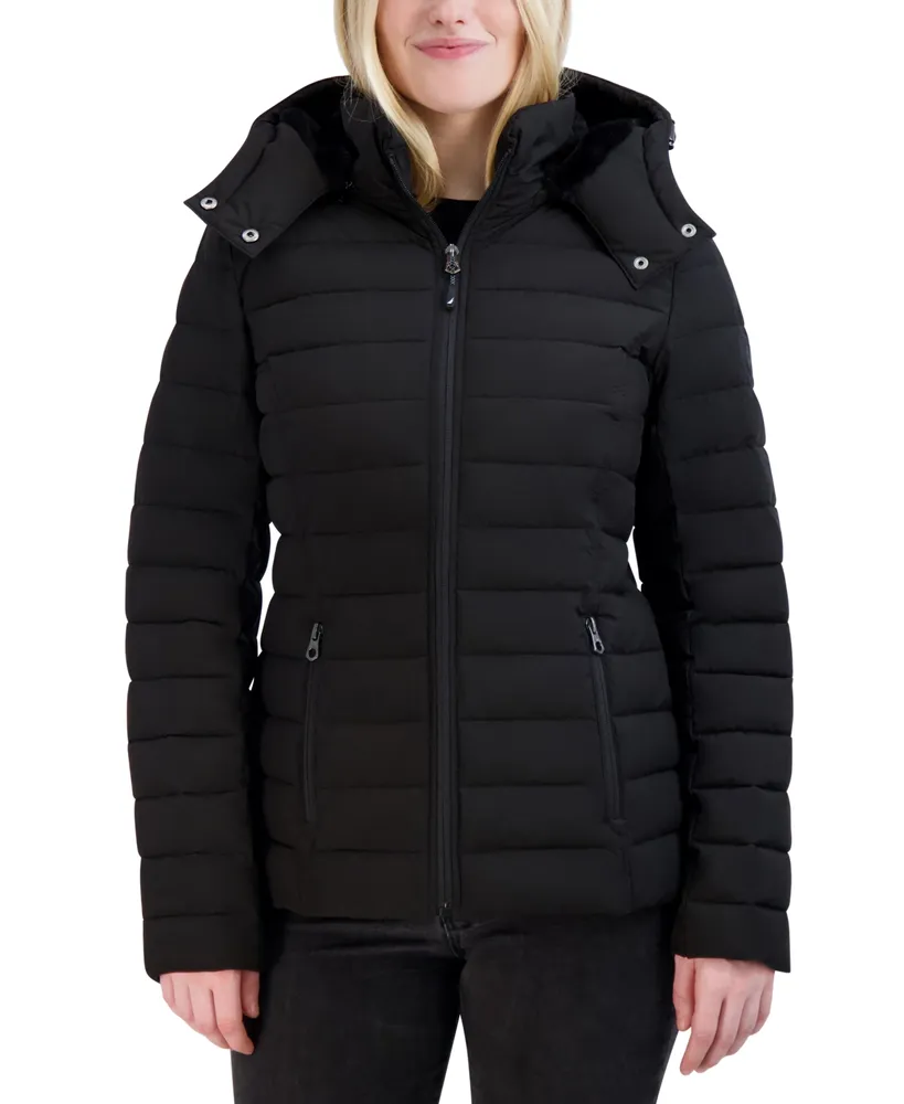 Nautica Women's Hooded Stretch Packable Puffer Coat, Created for