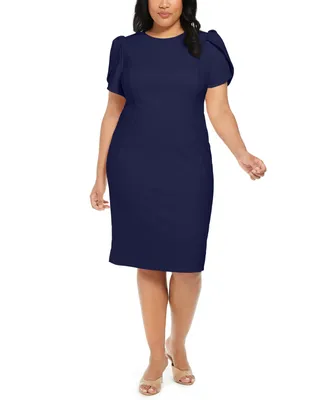 Calvin Klein Plus Puff-Sleeve Sheath Dress