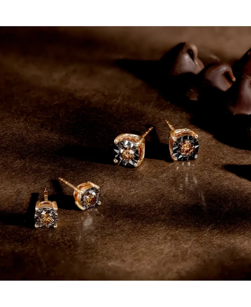 Le Vian Chocolate Diamond & Nude Stud Earrings (1/2 ct. t.w) 14k Rose Gold (Also Available White or Yellow Gold)