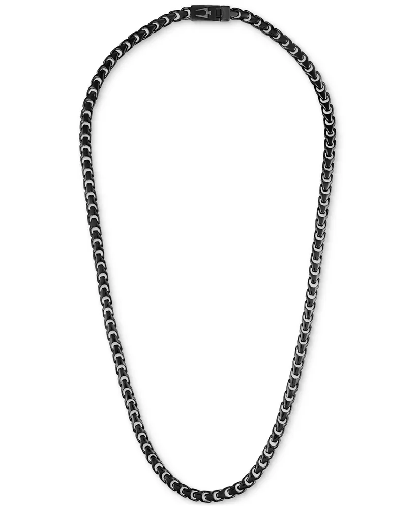 Bulova Men's Link Chain 22" Necklace in Black-Plated Stainless Steel