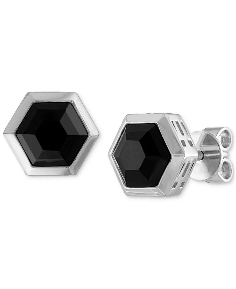 Bulova Men's Icon Black Spinel (1/10 ct. t.w.) Stud Earrings in Sterling Silver