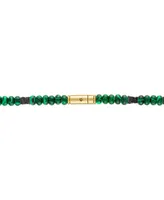 Bulova Men's Marine Star Malachite Beaded 22" Necklace in 14k Gold-Plated Sterling Silver