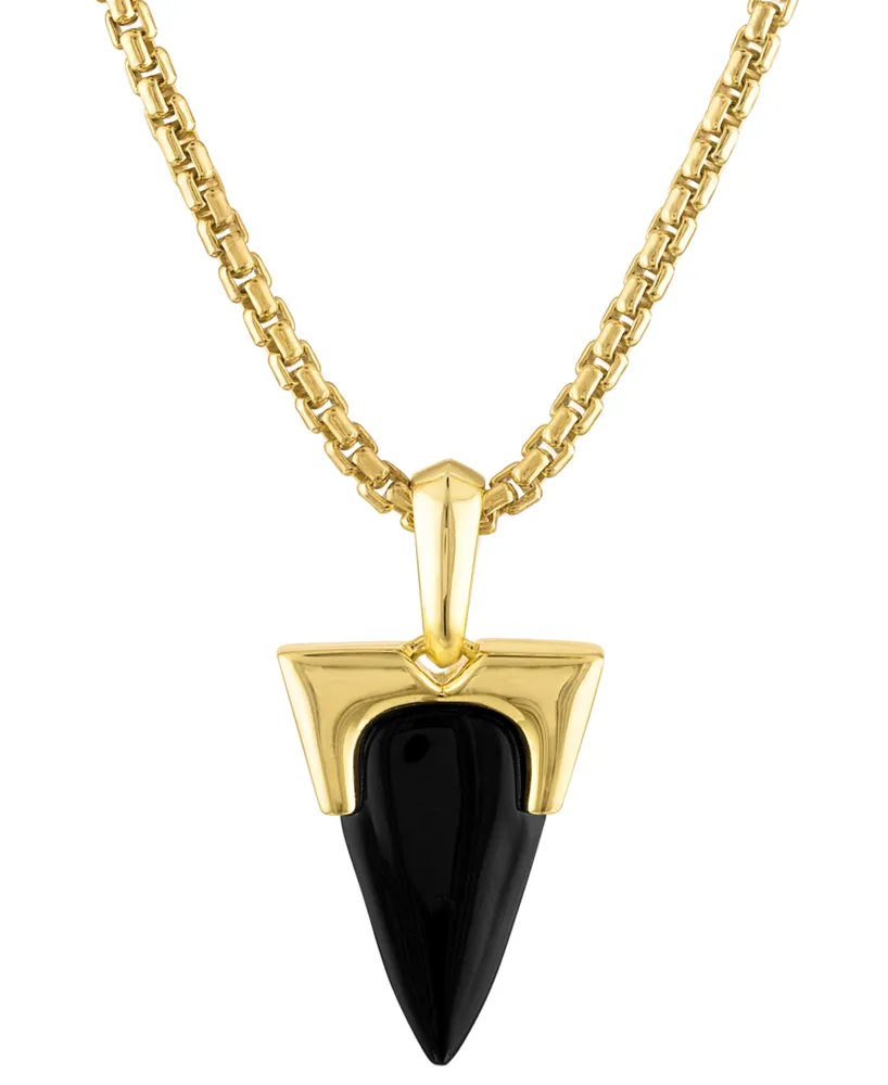 Bulova Men's Icon Black Onyx Pendant Necklace in 14k Gold-Plated Sterling Silver, 24" + 2" extender