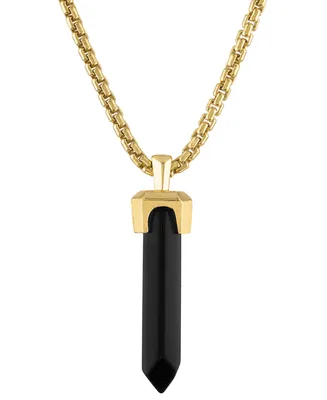 Bulova Men's Icon Black Onyx Pendant Necklace in 14k Gold-Plated Sterling Silver, 24" + 2" extender