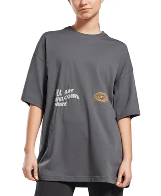 Reebok Women's Classic Good Vibes Cotton Graphic T-Shirt