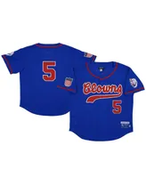 Men's Rings & Crwns #5 Royal Indianapolis Clowns Mesh Button-Down Replica Jersey