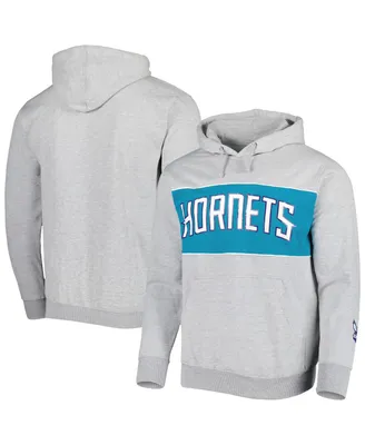 Men's Fanatics Heather Gray Charlotte Hornets Wordmark French Terry Pullover Hoodie