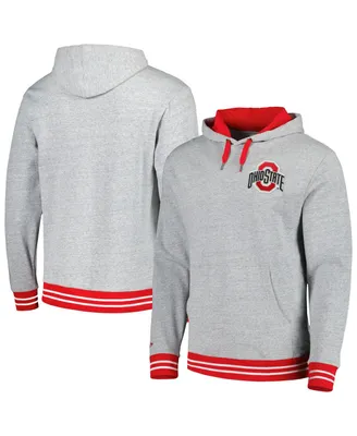 Men's Mitchell & Ness Heather Gray Ohio State Buckeyes Pullover Hoodie