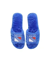 Women's Foco Royal New York Rangers Rhinestone Fuzzy Slippers