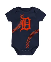 Newborn and Infant Boys Girls Navy Detroit Tigers Running Home Bodysuit