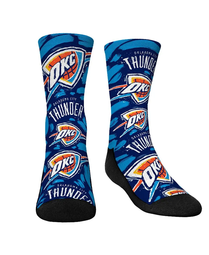 Youth Boys and Girls Rock 'Em Socks Oklahoma City Thunder Allover Logo and Paint Crew Socks