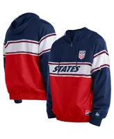 Men's New Era Navy Usmnt Throwback Raglan Quarter-Zip Hoodie