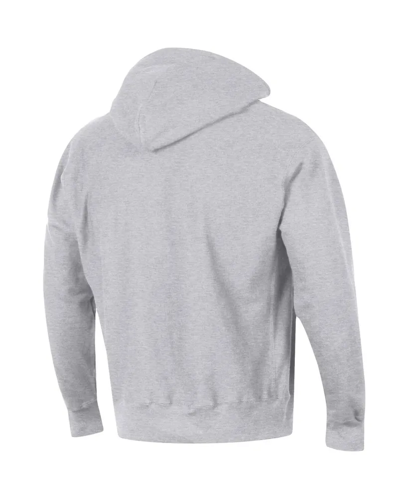 Men's Champion Heathered Gray Wisconsin Badgers Team Arch Reverse Weave Pullover Hoodie